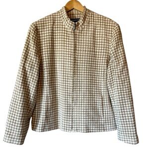 Vintage Norton McNaughton Jacket Blazer White and Tan Houndstooth | Women’s 14